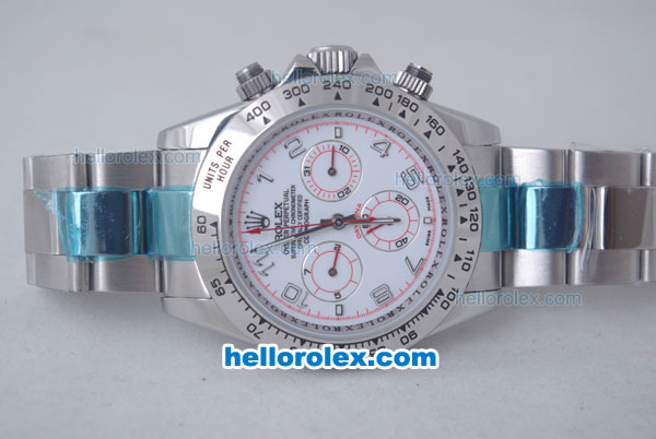 Rolex Daytona Oyster Perpetual Automatic with White Dial and Silver Number Marking-Graduated White Bezel - Click Image to Close